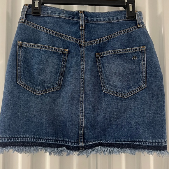 Rag & Bone Jean Skirt 27 Womens Blue Denim Dive Short Fring Hem Cotton Mini - Picture 5 of 5